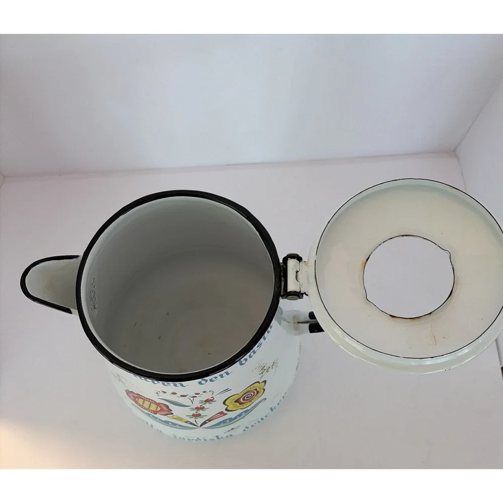 Vintage 1960's BERGGREN Scandinavian Enamelware Large Coffee Pot As Is
